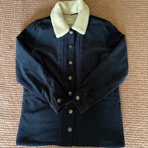 Sezane Will Jacket Navy Faux Sheepskin Collar - Size M